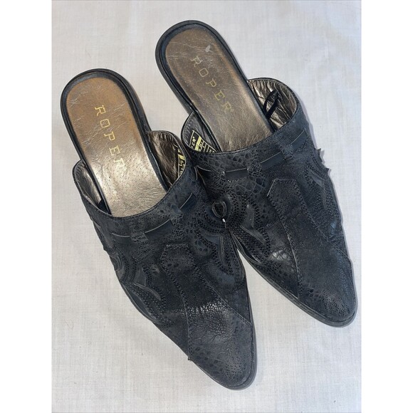 Roper Western Mules Women’s Size 8.5 Medium Black Synthetic Slip On Shoes Casual - Picture 1 of 12